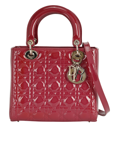Medium Lady Dior, &pound;1,500, Handbags, Red, Patent Leather, Front view